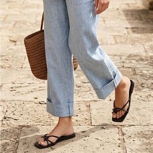 Open Edit Nordstrom Black Strappy Square Toe Flat Sandals Size 7.5 (check below)